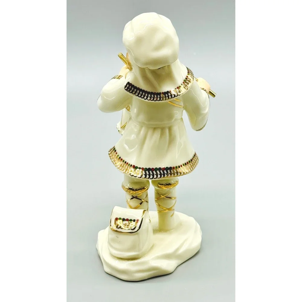 Jade Porcelain Little Drummer Boy Cream Gold Trim Hand Painted Accents Bon Ton‎